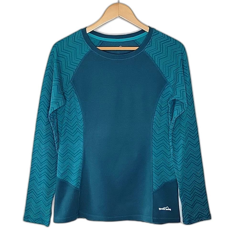 EDDIE BAUER Green Casual Long Sleeve Crew Neck Shirt size L Cotton Polyester